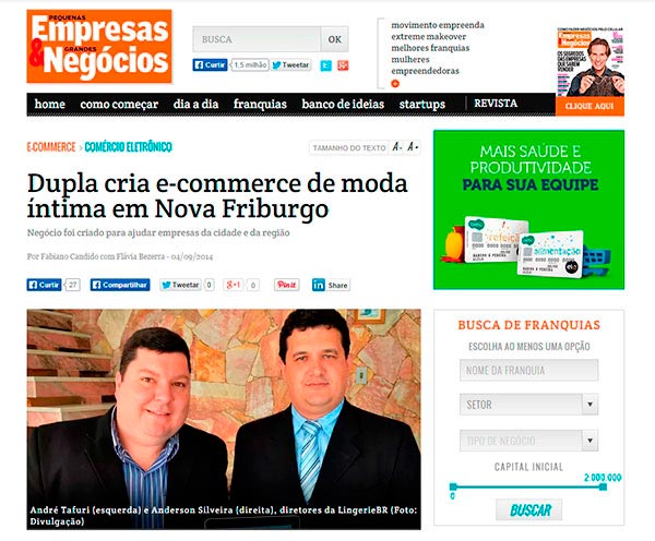 Lingerie BR ganha projeo nacional com matria no site Pequenas Empresas Grandes Negcios