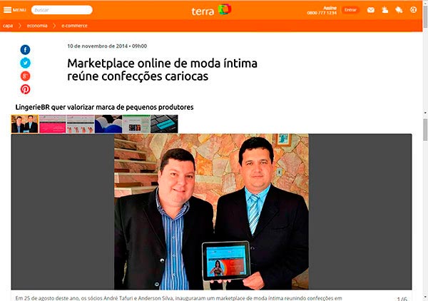 Canal de E-commerce do Portal Terra publica matria sobre o Lingerie BR