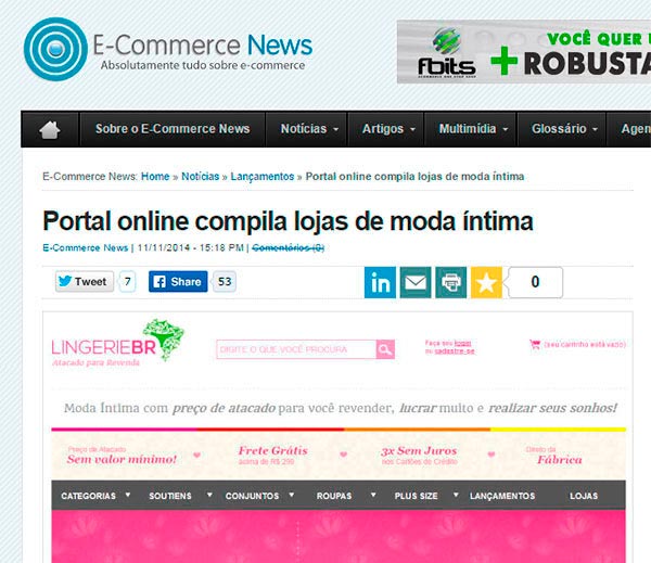 Portal E-commerce News destaca lanamento do Lingerie BR