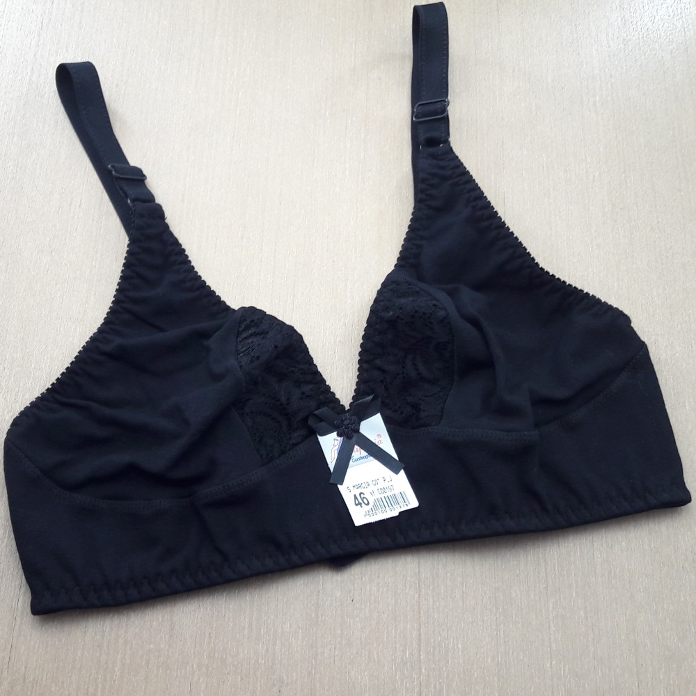 Sutiã Plus Size Algodão Sem Bojo Preto Sutiã Plus Size Algodão Sem Bojo Preto