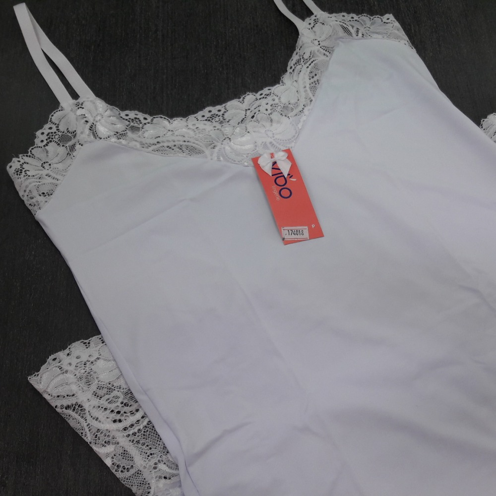 Camisola Renda Decote e Barra Branco