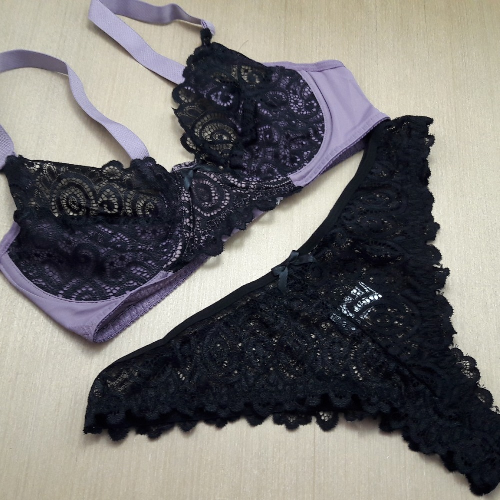 Conjunto Joyce Orqu�dea/Renda Preta