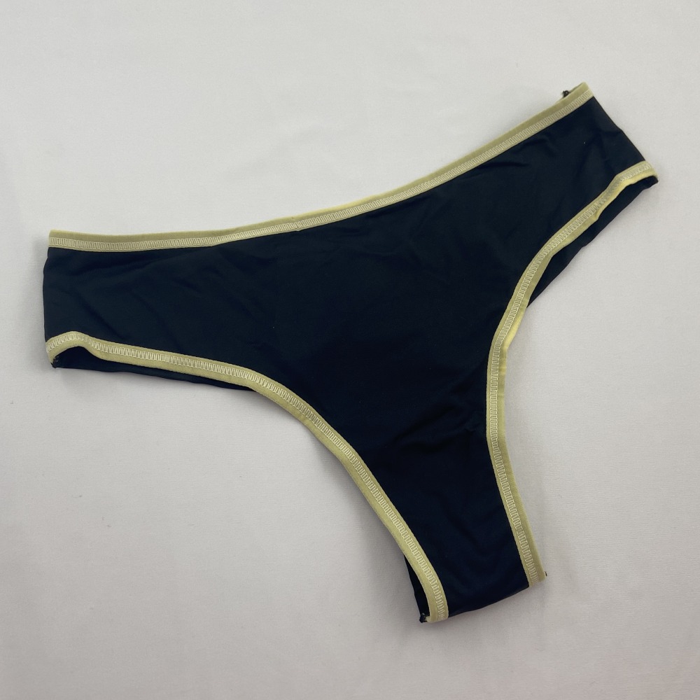 Tanga Fio Duplo Sensual Poliamida Premium Preto Vis Amarelo