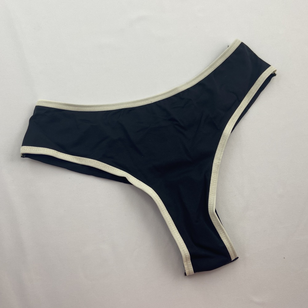 Tanga Fio Duplo Sensual Poliamida Premium Preto Vis Branco
