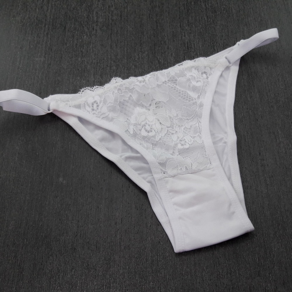 Tanga String Microfibra e Renda Branco