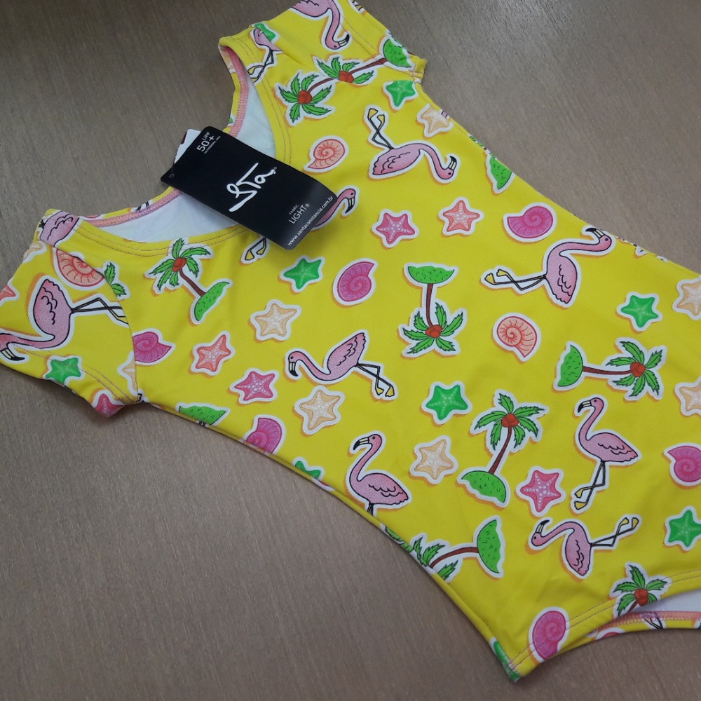 Body Infantil Com Proteo UPF 50+ Flamingo