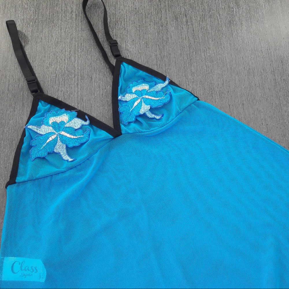 Camisola de Tule com Bordado Azul Lupino