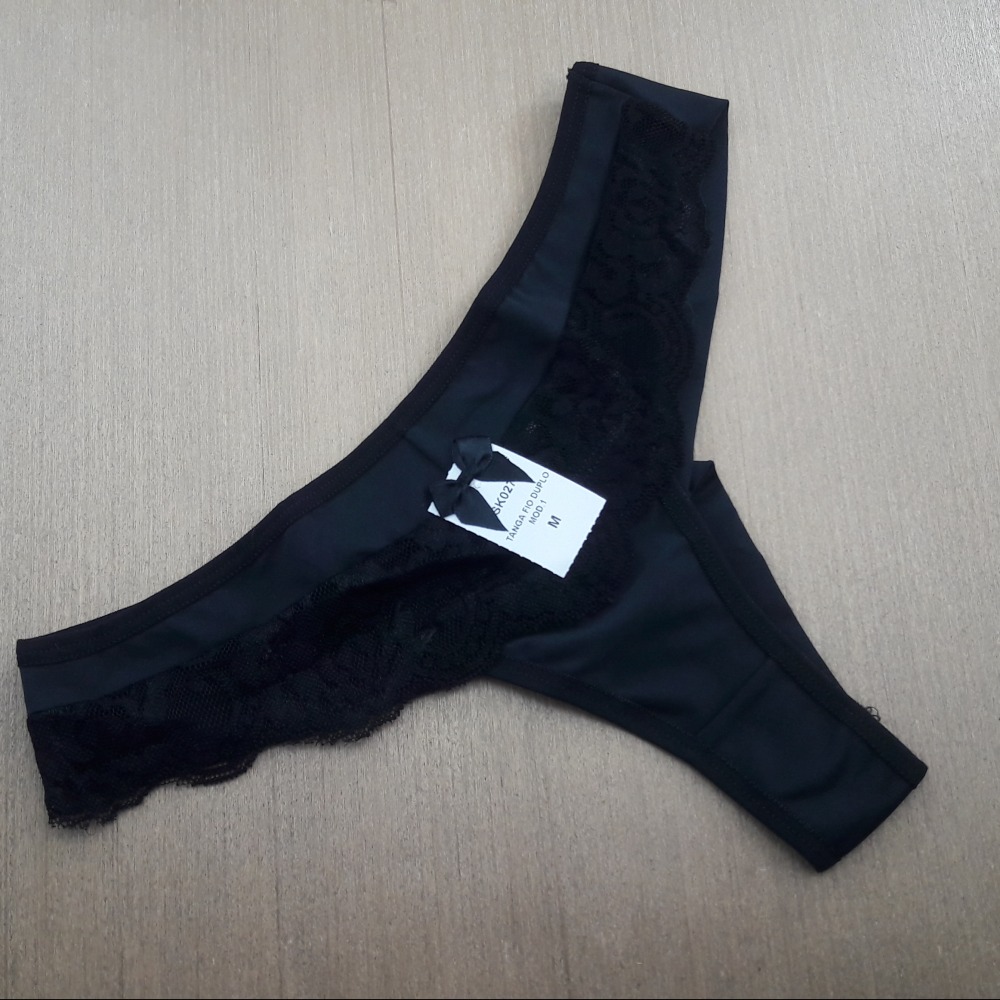 Tanga Fio Duplo em Microfibra Preto Tanga Fio Duplo em Microfibra Preto