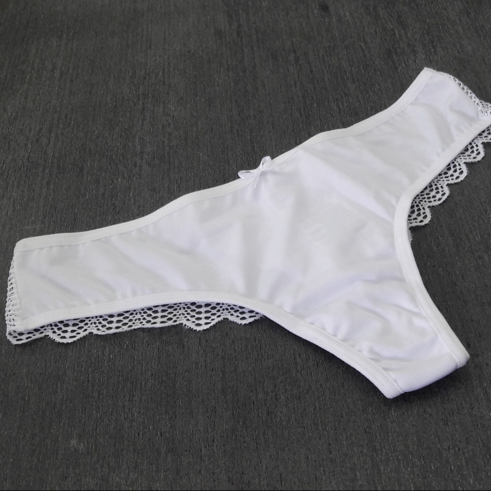 Calcinha Fio Duplo Avulsa com Renda Branco Calcinha Fio Duplo Avulsa com Renda Branco