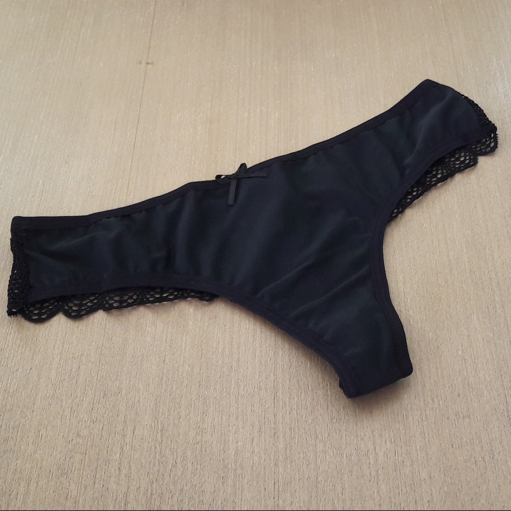Calcinha Fio Duplo Avulsa com Renda Preto Calcinha Fio Duplo Avulsa com Renda Preto
