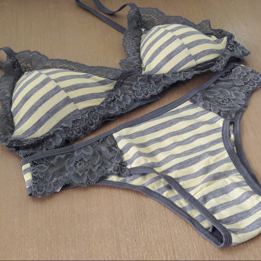 Conjunto Halana Chumbo/ Listras Amarela e Mescla