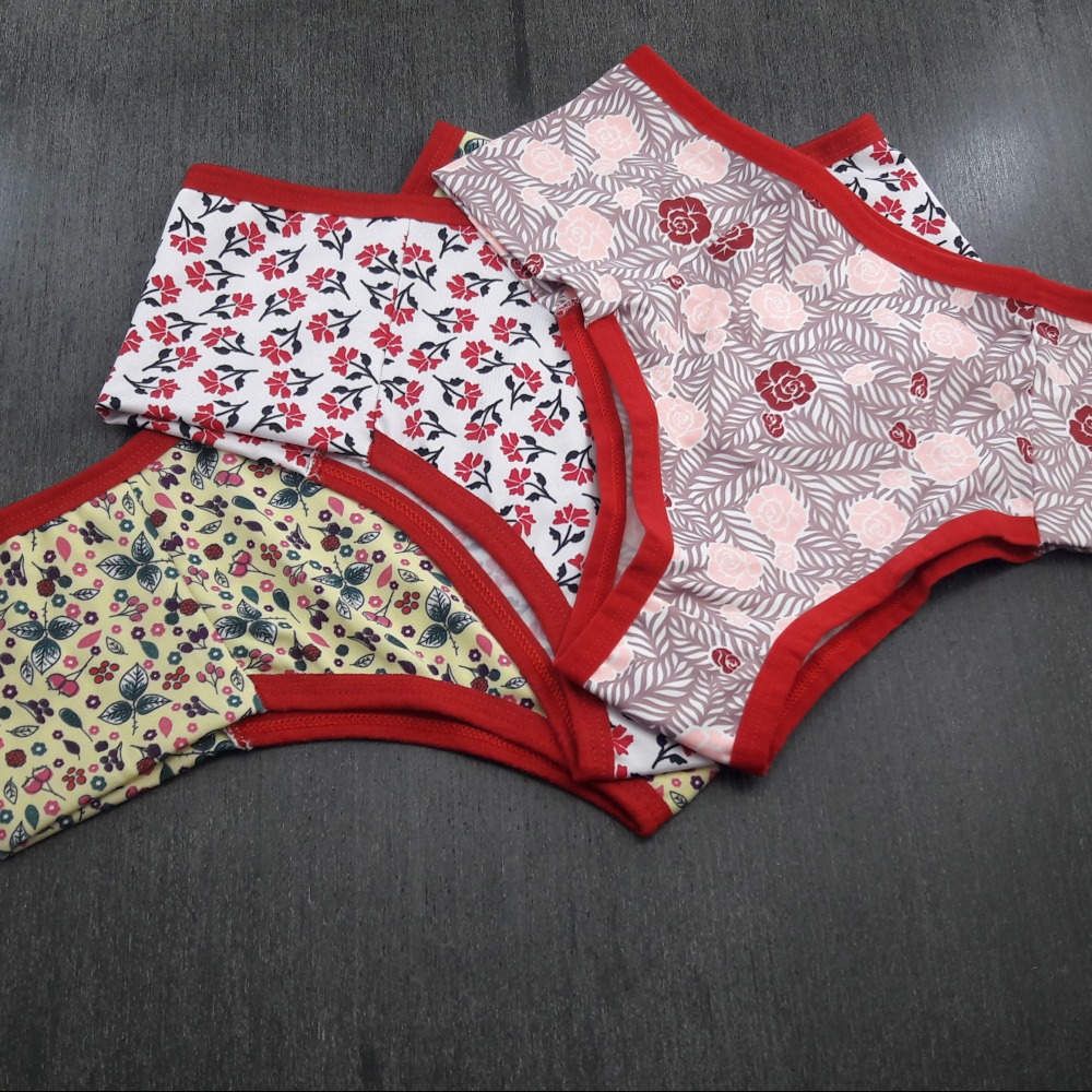 Calcinha Ana Microfibra Estampas Vis Vermelho/ Estampas Variadas