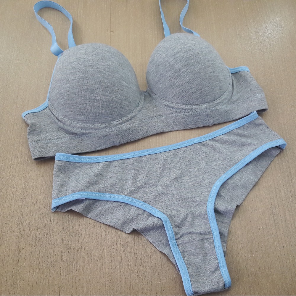 Conjunto Fio Duplo Any Viés Azul Bebê/ Mescla Conjunto Fio Duplo Any Viés Azul Bebê/ Mescla