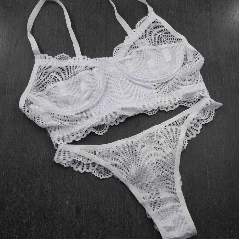 Conjunto Fio Antonela Sem Bojo e Com Arco em Renda de Poliamida Branco Conjunto Fio Antonela Sem Bojo e Com Arco em Renda de Poliamida Branco