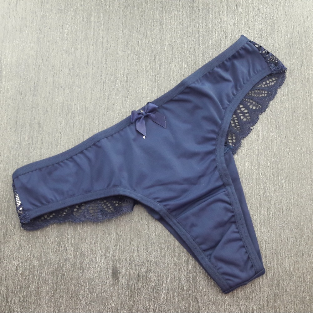 Fio Duplo Renda e Microfibra Azul Marinho Fio Duplo Renda e Microfibra Azul Marinho