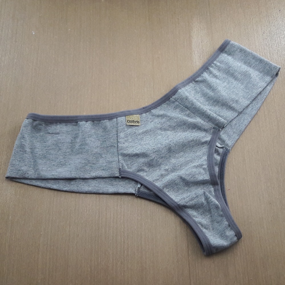 Tanga Pala Dupla em Cotton Mescla Vis Chumbo