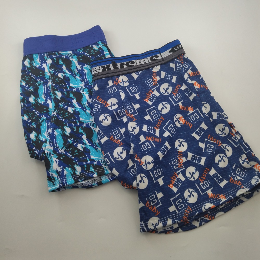 Cueca Boxer Estampada Comprida Elstico Azul Bic/  Estampas Variadas