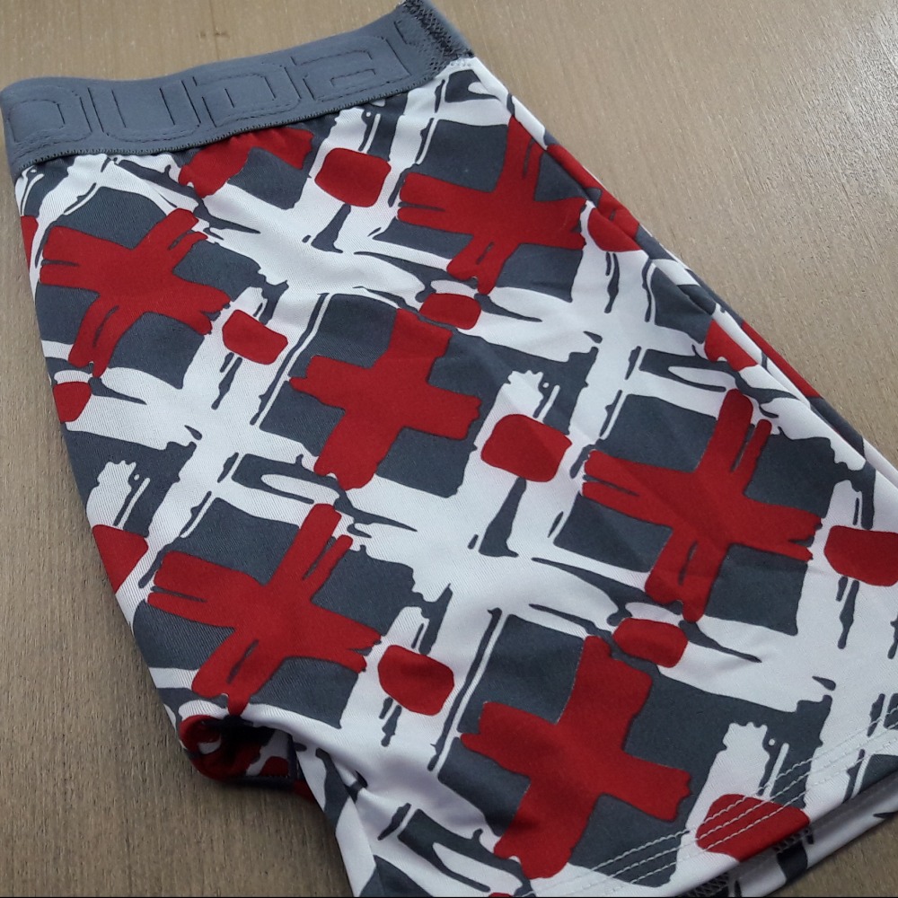 Cueca Boxer Estampada Comprida Elstico Cinza Chumbo/ Estampas Variadas