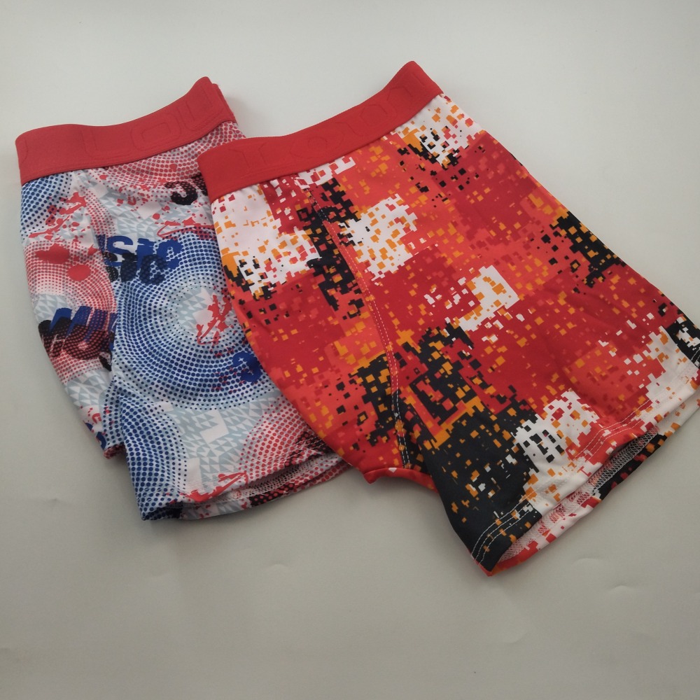 Cueca Boxer Estampada Comprida Elstico Vermelho/  Estampas Variadas