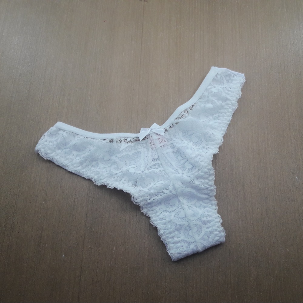 Calcinha Fio Duplo em Microfibra e Renda Branco Calcinha Fio Duplo em Microfibra e Renda Branco