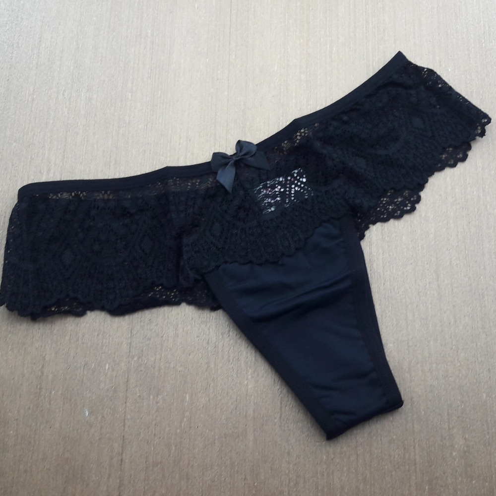 Tanga Fio Duplo em Microfibra Cs Renda Preto