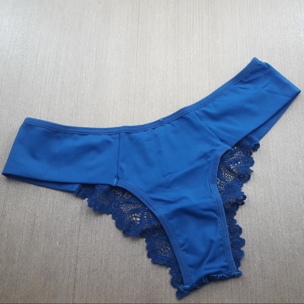 Tanga Lateral Dupla Costas em Renda Azul Atalaia