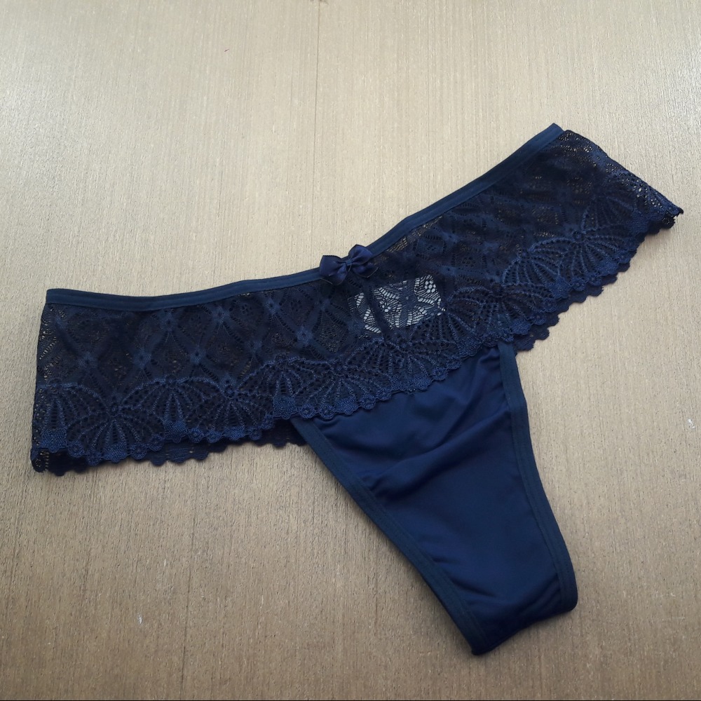 Tanga Fio Duplo em Microfibra Cs Renda Marinho