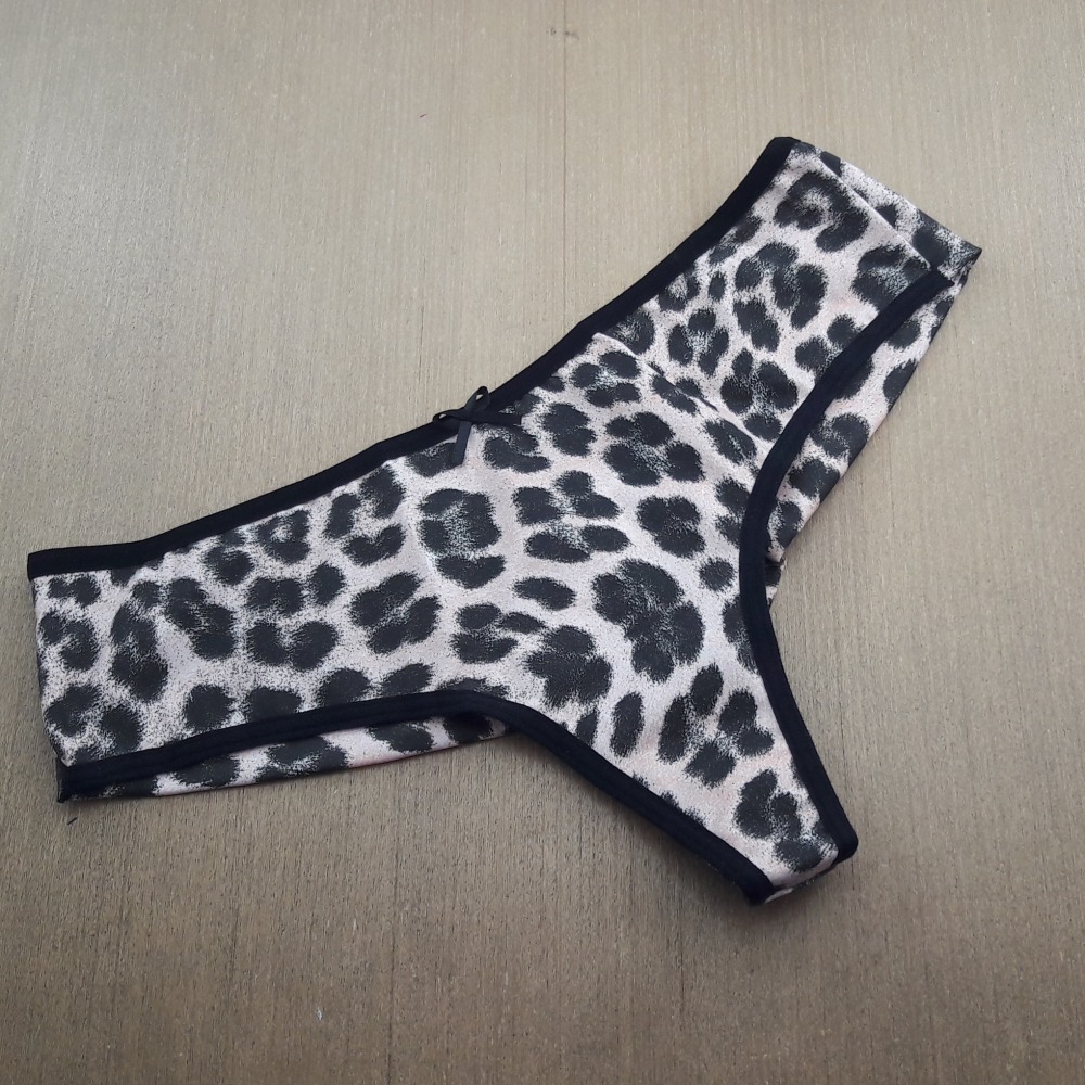 Tanga Fio Duplo em Microfibra Vis Preto/Animal Print