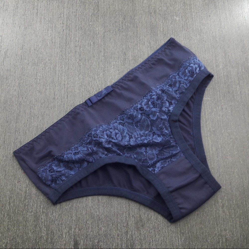 Cala Microfibra e Renda Azul Marinho