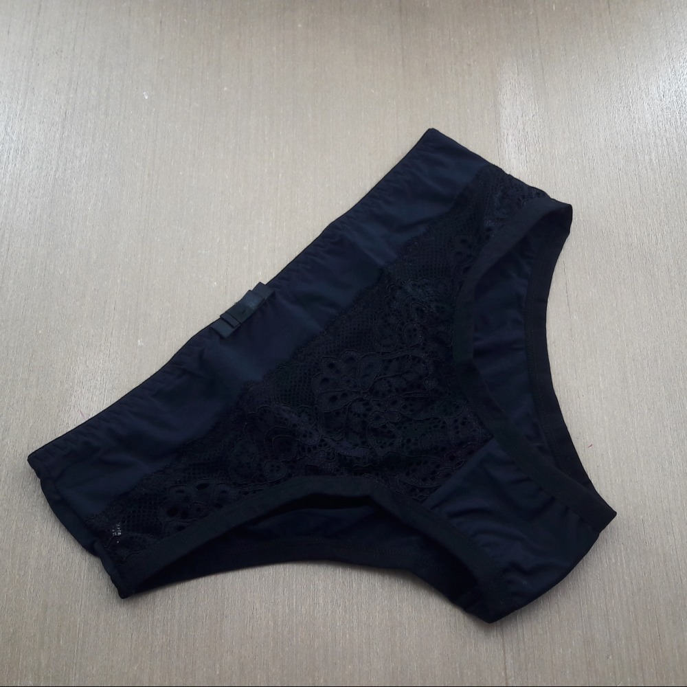 Cala Microfibra e Renda Preto