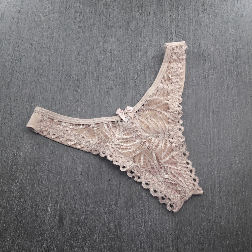 Tanga Fio Duplo e Frente Rendada Chocolate