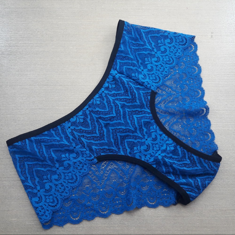 Calcinha de Renda Vis Preto/Azul Atalaia