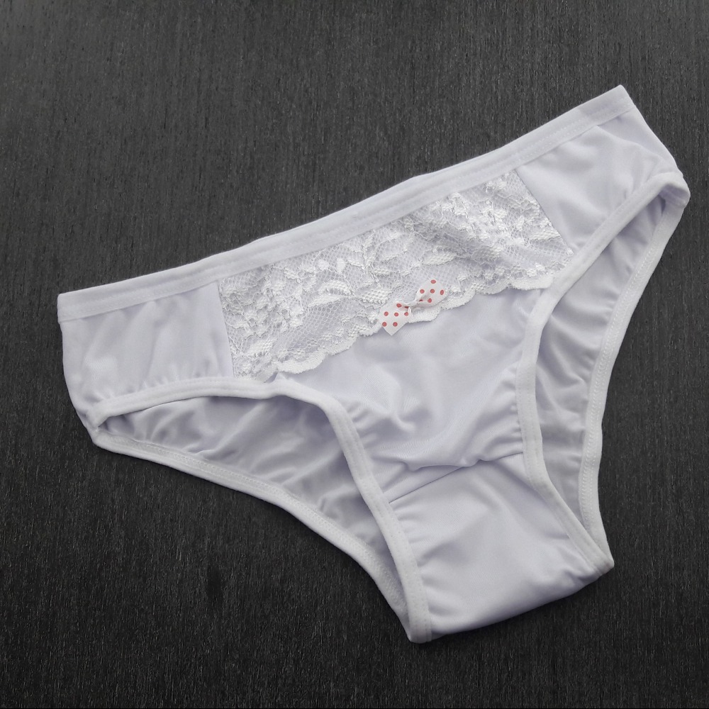 Calcinha Lisa Com Renda e Lao Analice Branco