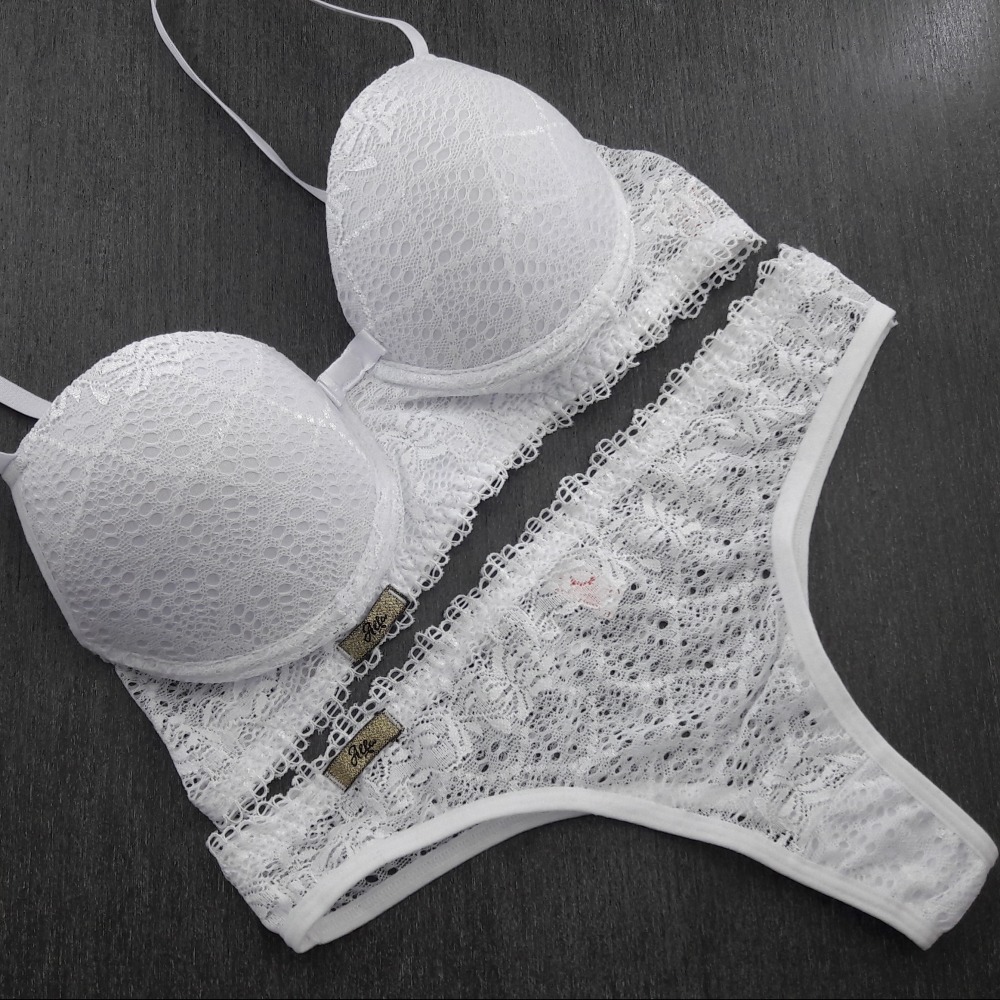 Conjunto com Bojo Rendado Branco