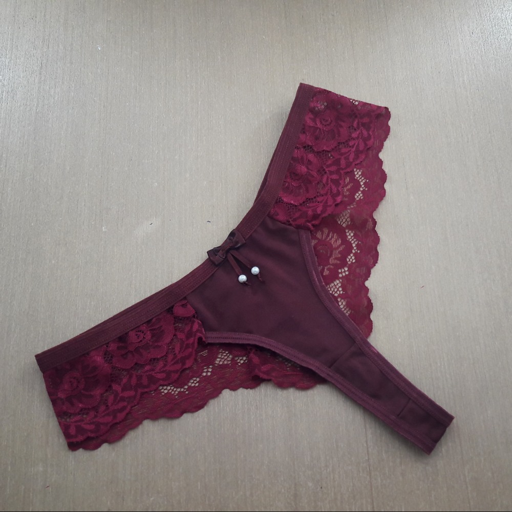 Tanga Fio Costas Rendada Vinho