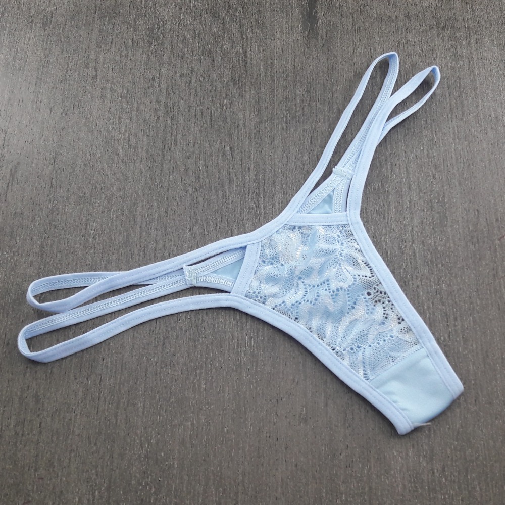 Tanga Bia com Renda Frontal Azul Beb