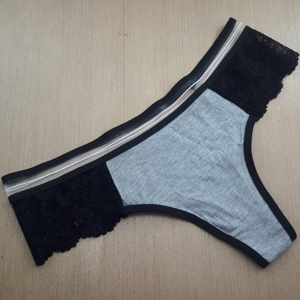 Tanga Cavada com Renda Lateral Vis Preto