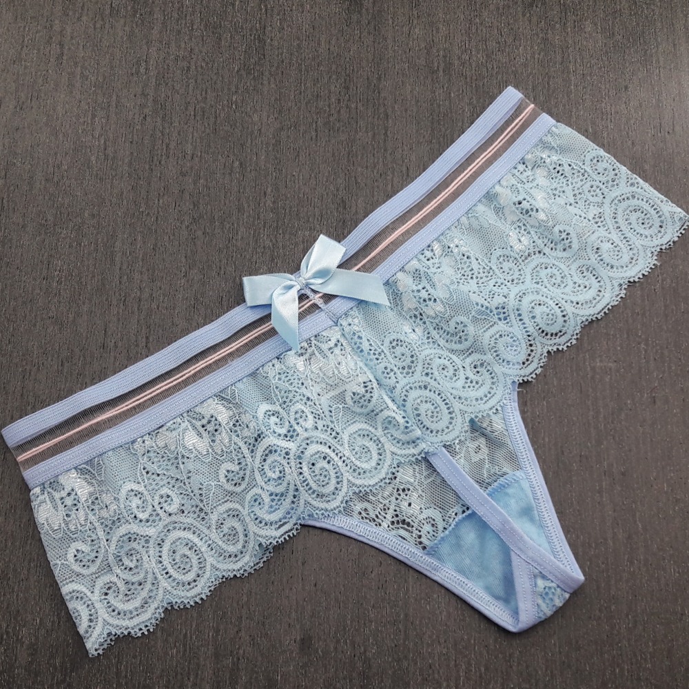 Tanga Fio Cintura Transparente Azul Beb