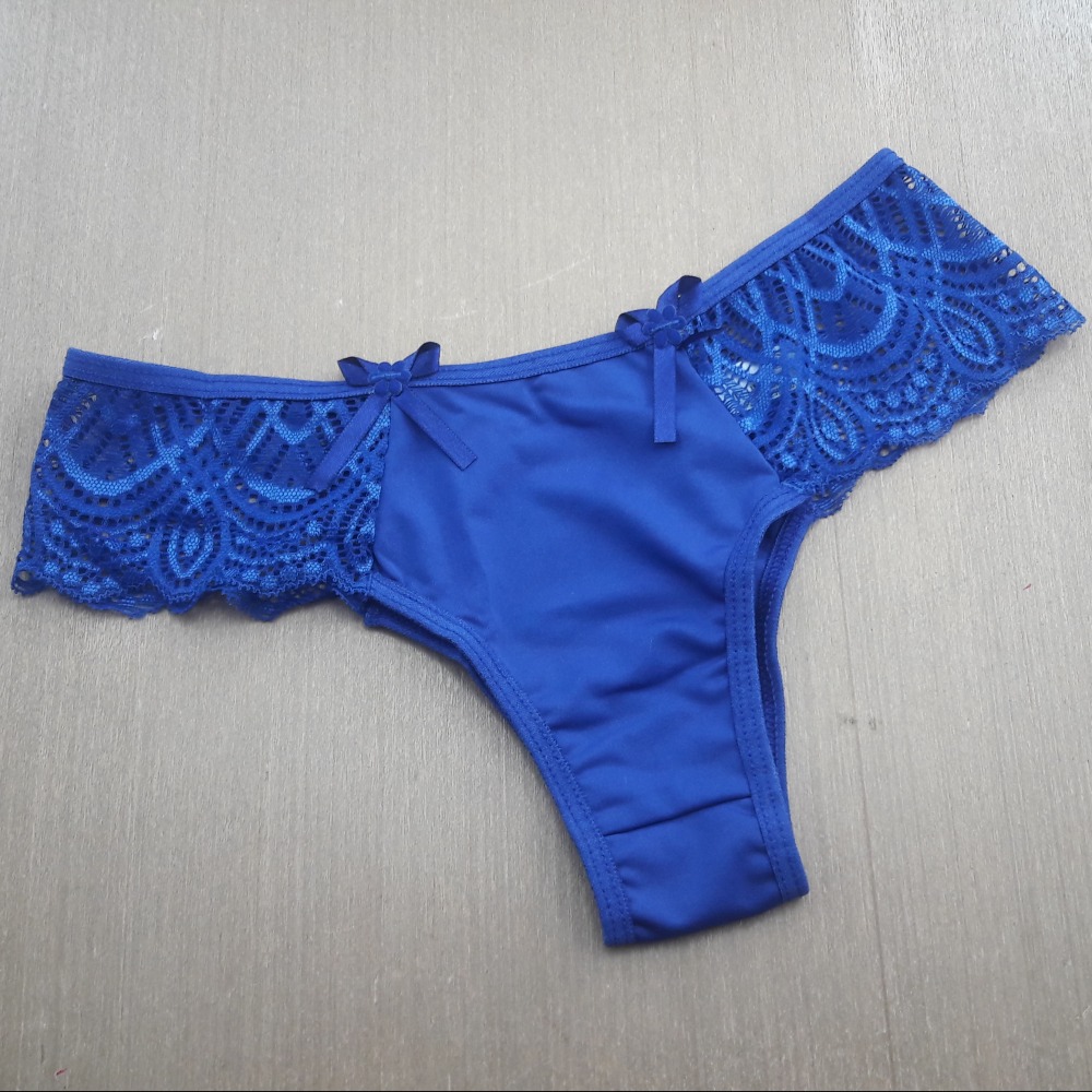 Tanga Tamires Lateral em Renda Azul Bic