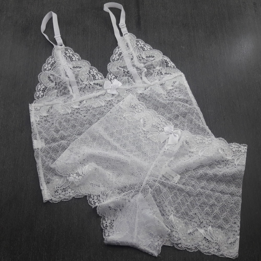 Conjunto Caleçon sem Bojo Branco Conjunto Caleçon sem Bojo Branco