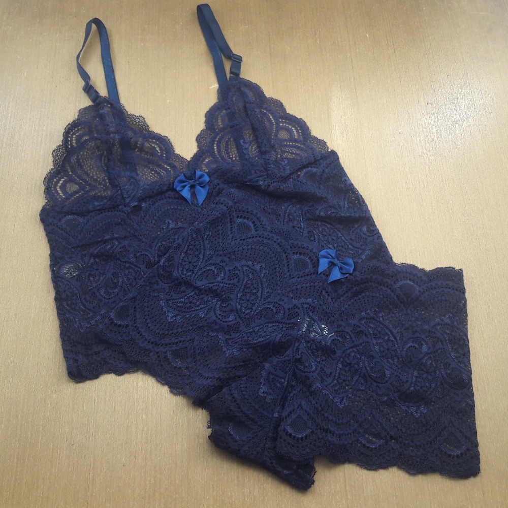 Conjunto Caleçon sem Bojo Azul Marinho Conjunto Caleçon sem Bojo Azul Marinho