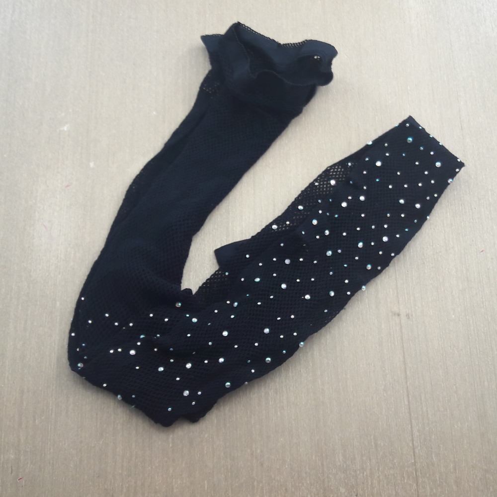 Meia Cala Arrasto Strass Brilho Preto