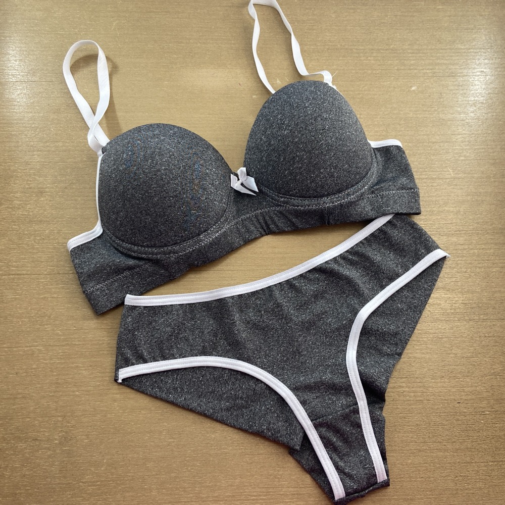 Conjunto Bsico Fio Duplo Mescla com Bojo e Arco Branco