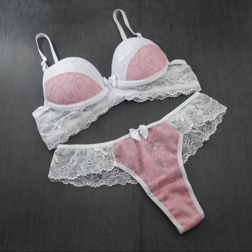 Conjunto Larah Branco / Rosa