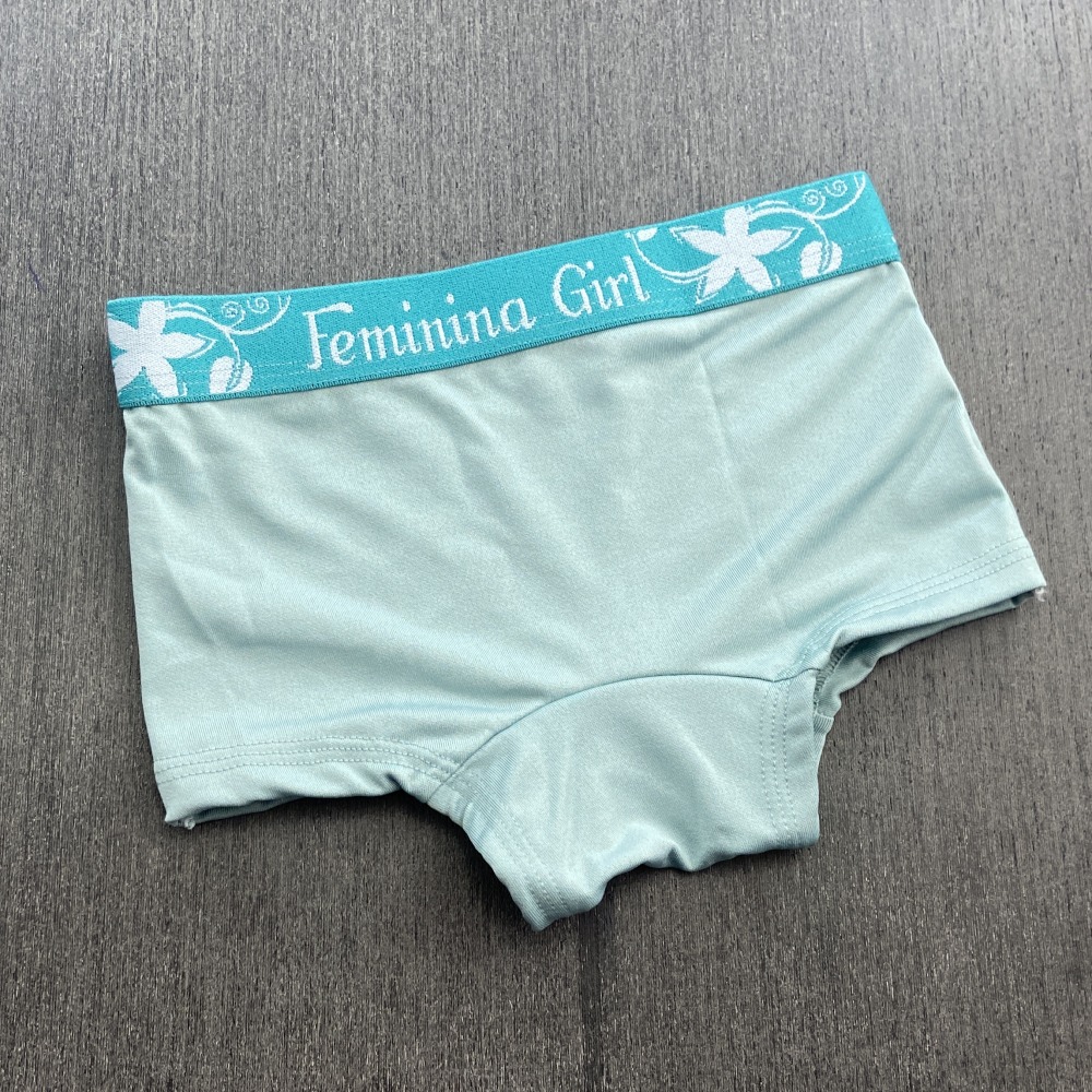 Cueca Boxer Feminina Infantil Verde Claro