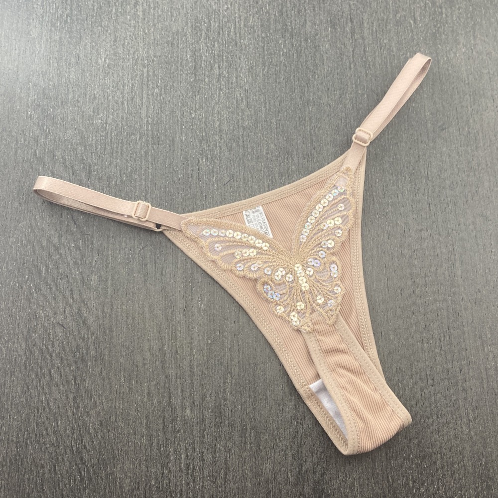 Tanga Borboleta Tecido Canelado Chocolate