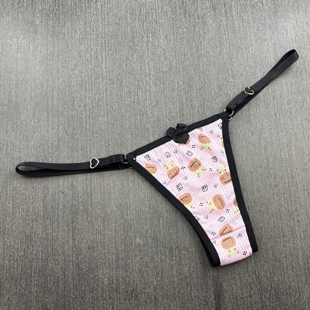 Tanga Fio Estampada Preto/Estampas Variadas