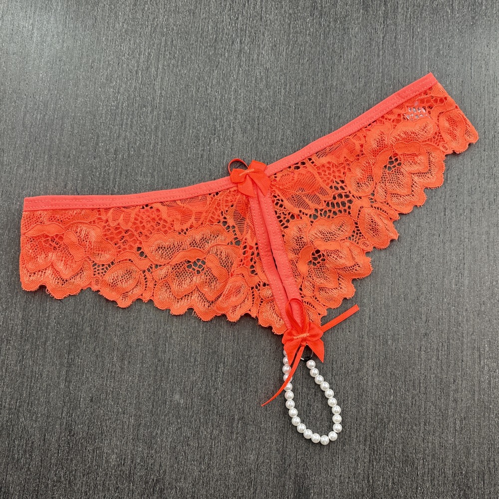 Tanga Fio Prola Laranja Neon