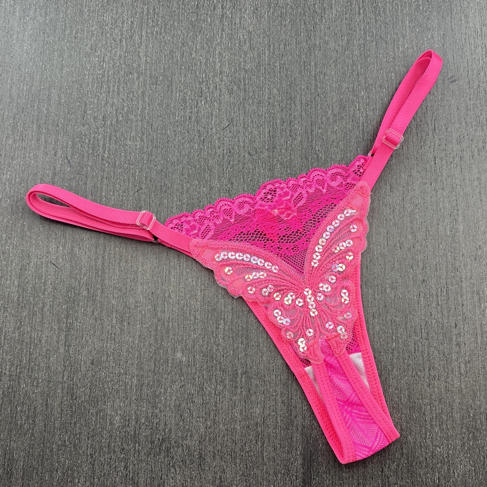 Tanga Borboleta Sexy em Renda Rosa Neon