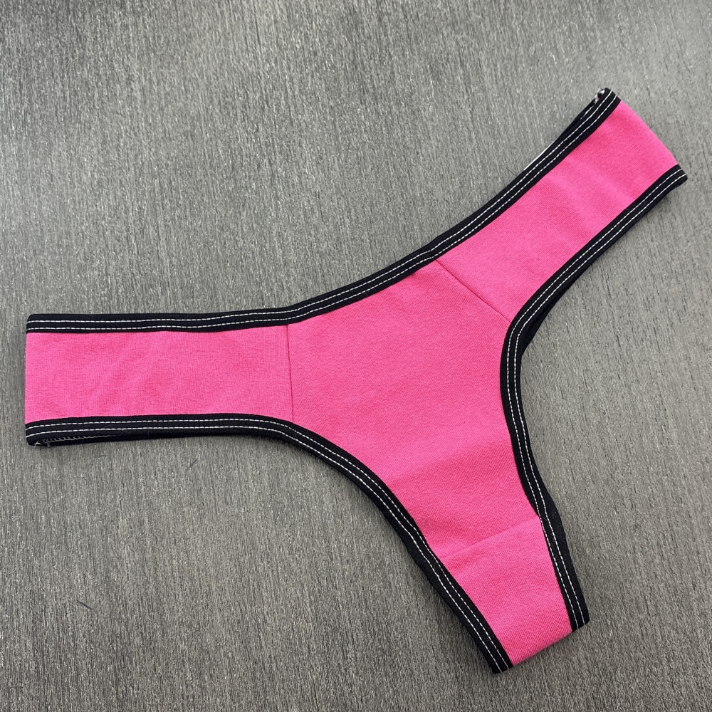 Tanga Fio Cotton Lisa Vis Preto/Pink